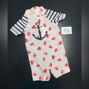 ⭐️2/$8.00⭐️ George 3-6m Nautical Swim Romper with Heart Print
